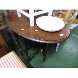 OAK OVAL DROP LEAF GATE LEGGED TABLE.