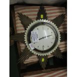 VINTAGE METAMEC SUNBURST STYLE ELECTRIC WALL CLOCK (PROFESSIONAL INSTALLATION)