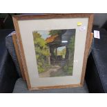 FRAMED WATERCOLOUR OF BARN, LIMITED EDITION COLOUR ETCHING AFTER CHRISSY NORMAN 'BUTLEY WOODS I'