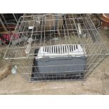 DOG CRATE AND PLASTIC PET BASKET