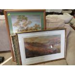 FOUR LARGE FRAMED AND GLAZED PRINTS INCLUDING PINK TERRACES AFTER CHARLES BLOMFIELD