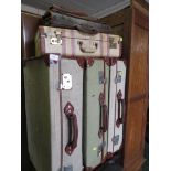 FOUR VINTAGE TRAVEL CASES , TWO LEATHER BAGS.