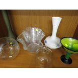 SIX ITEMS OF GLASS WARE.