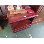 MAHOGANY VENEER TWO-TIER OCCASIONAL TABLE WITH SINGLE DRAWER. (AF)