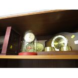 SELECTION OF VINTAGE MANTEL CLOCKS, SMITHS ELECTRIC WALL CLOCK (PROFESSIONAL INSTALLATION), GLASS