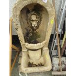 COMPOSITE STONE GARDEN WATER FEATURE WITH LIONS MASK SPOUT