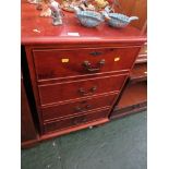 WALNUT VENEER TWO DRAWER FILING CABINET.