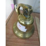 CAST BRASS BELL WITH MOUNT AND LEAD CLAPPER.