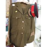 1960'S BRITISH MILITARY OFFICERS UNIFORM, JACKET, TROUSERS AND HAT.
