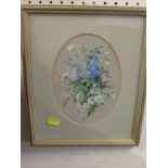 SMALL WATERCOLOUR OF FLOWERS SIGNED A LOMAS, FRAMED AND GLAZED
