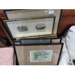 SEVEN FRAMED AND GLAZED PICTURES AND PRINTS, INCLUDING COLOURED ENGRAVINGS OF YORKSHIRE.