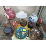 SMALL SELECTION OF FAR EASTERN PORCELAIN TOGETHER WITH TRINKET BOXES.