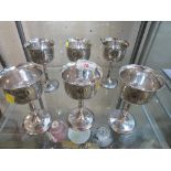 SET OF SIX CAVALIER SILVER-PLATED GOBLETS.