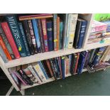 THREE SHELVES OF BOOKS.