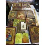 ASSORTMENT OF REPRODUCTION RELIGIOUS ICONS AND DEVOTIONAL PICTURES.