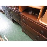 TWO OAK VENEERED THREE DRAWER CHESTS , ONE WITH MIRROR. TOGETHER WITH ONE OTHER TWO DRAWER OAK