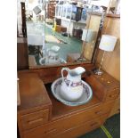 VINTAGE LIGHT OAK VENEERED FOUR-DRAWER DRESSING CHEST WITH MIRROR