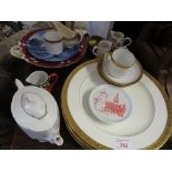 SMALL SELECTION OF CHINA INCLUDING MINTONS DINNER PLATES, DECORATIVE JUGS AND OTHER ITEMS.