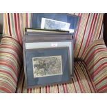 FRAMED AND GLAZED PRINTS AND ENGRAVINGS INCLUDING DORSET, HIGHLAND AND SPORTING SCENES.