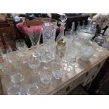 STEMMED DRINKING GLASSES , BOWLS , DECANTER AND OTHER GLASS WARE.