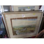 FRAMED AND GLAZED PICTURES AND PRINTS INCLUDING FOUR WATER COLOURS SINGED CHARLES SOULBY.