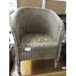 SMALL BASKET WEAVE CHILDREN'S TUB CHAIR. (AF)