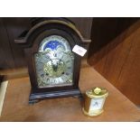 ST JAMES OF LONDON MANTEL CLOCK. (AF) TOGETHER WITH A SMALL CARRIAGE TYPE CLOCK.