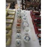 WEDGWOOD CLEMENTINE WARE INCLUDING DRESSING TABLE JARS AND SMALL VASE, WEDGWOOD CHINA JARS AND OTHER