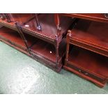 THREE MAHOGANY VENEERED TWO TIER OCCASIONAL TABLES