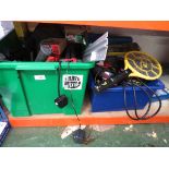 A SELECTION OF HAND TOOLS , DIY SUPPLIES , EXTENSION CABLE , HEAT GUN AND OTHER ITEMS.
