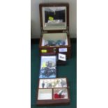 SMALL JEWELLERY CASE WITH CONTENTS OF COSTUME JEWELLERY, 925 SILVER CHAINS, ETC