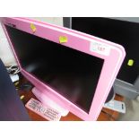 BUSH 19 INCH LCD TV WITH REMOTE AND BUILT IN DVD PLAYER.