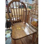 ERCOL LIGHT WOOD STICK BACK DINING CHAIR. (AF)