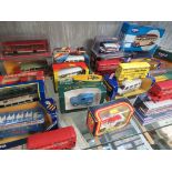 SELECTION OF MAINLY BOXED DIE CAST BUS MODELS INCLUDING MATCHBOX AND CORGI, OTHER VEHICLES, AND A