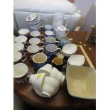 SELECTION OF MUGS, AVOCADO DISHES AND KITCHEN CHINA.