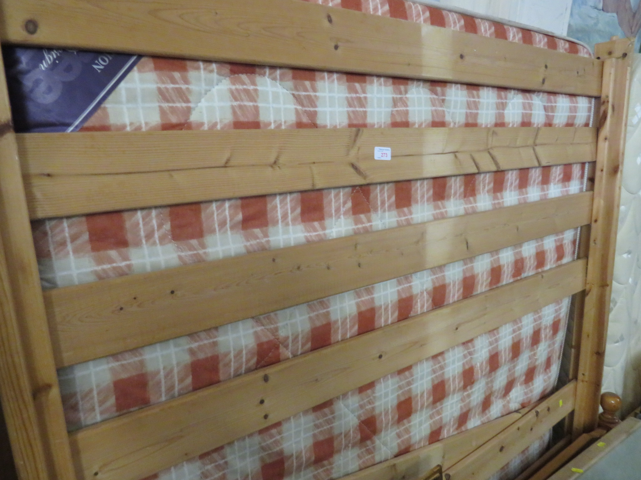 PINE DOUBLE BED STEAD WITH A LAYEZEE BED DOUBLE MATTRESS.