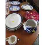 SPODE PLATES WITH FLORAL GARLANDS AND OTHER ASSORTED CHINA.