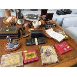 QUARTZ WALL CLOCK, AEROPLANE BOOK ENDS, POETRY PAMPHLET DATED 1876, VINTAGE GAMES AND OTHER ITEMS.