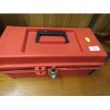 PLASTIC TOOL BOX WITH CONTENTS.