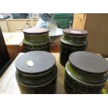 FOUR HORNSEA HEIRLOOM KITCHEN STORAGE JARS.