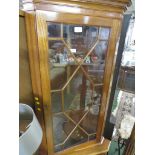 MAHOGANY VENEER CORNER DISPLAY CABINET.