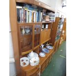 NATHAN TEAK VENEER ILLUMINATED LOUNGE CABINET WITH GLAZED DOORS. (NEEDS RE-WIRING)