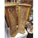 PAIR OF WOODEN CD RACKS.