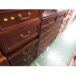 G-PLAN MAHOGANY VENEER CHEST OF TWO SHORT DRAWERS OVER FOUR DRAWERS, TOGETHER WITH A PAIR OF