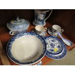 SMALL SELECTION OF BLUE AND WHITE CHINA. (AF)