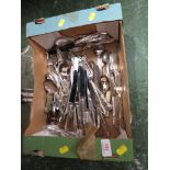 ASSORTED STAINLESS STEEL AND SILVER-PLATED CUTLERY.