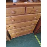 HONEY PINE CHEST OF TWO SHORT OVER FOUR LONG DRAWERS.