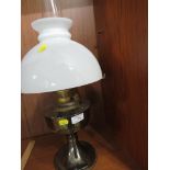 ALADDIN NUMBER 23 PARAFFIN LAMP WITH GLASS SHADE AND CHIMNEY.