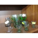 SMALL SELECTION OF DRINKING GLASSES AND OTHER GLASS WARE. (AF)