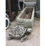 COMPOSITE STONE TROUGH PLANTER AND COMPOSITE STONE TORTOISE